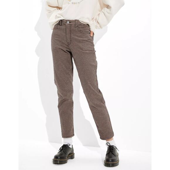 American Eagle Dark Academia High Waisted Houndstooth Mom Jeans Stretch Sz 0 - Picture 3 of 16